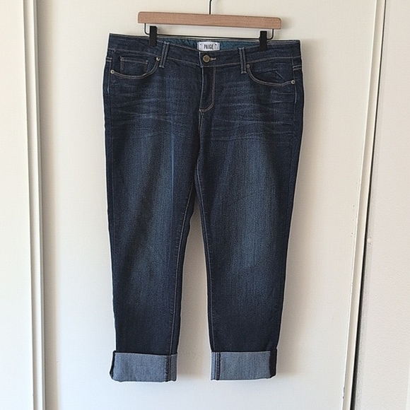 PAIGE Denim - PAIGE Womens 32 Jimmy Jimmy Skinny Cropped Jeans Dark Denim Casual Classic